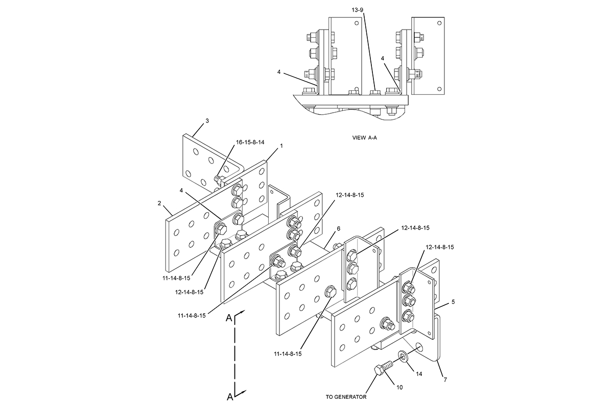 CATERPILLAR BUS BAR GP-GENERATOR –GENERATOR BRACKET, IEC