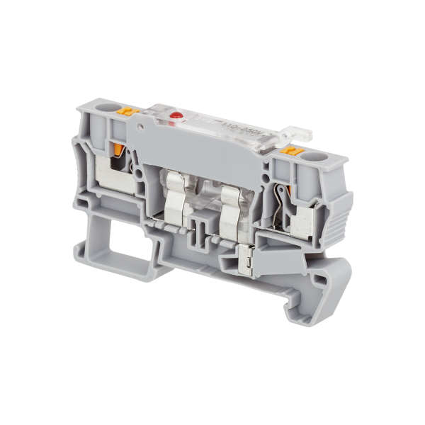 Клемма push-in с держателем предохранителя, 4 мм², индикация 220В MTP-4F220