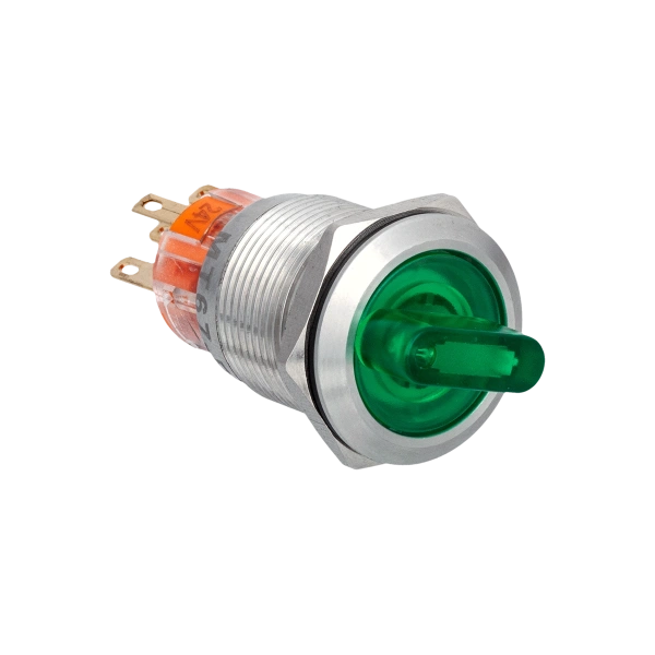 Переключатель с подсветкой, с фиксацией, 24V AC/DC, зеленый, 2 положения, 1NO+1NC, IP67, нержавеющая сталь MT67-BD211G24
