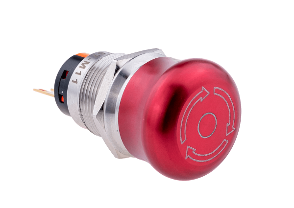 Кнопка грибовидная, возврат поворотом, 1NO+1NC, IP67 MT67-M11