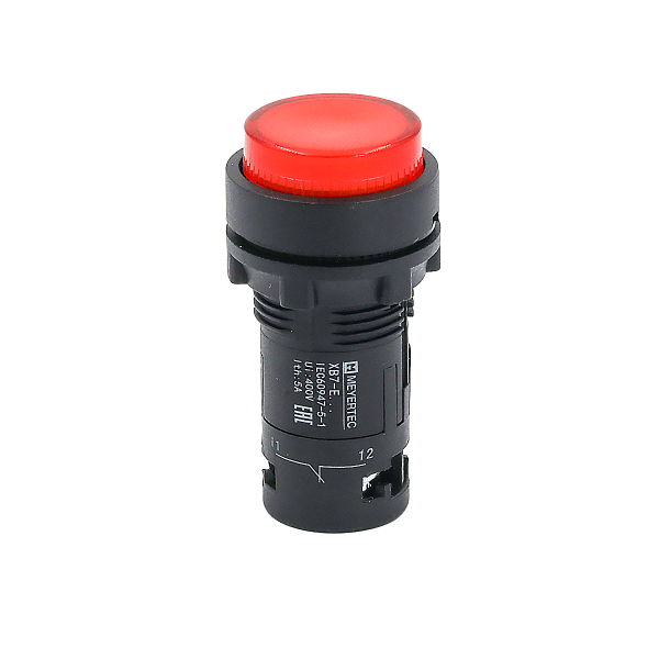 Кнопка красная выступающая с подсветкой, 1NС, 220V AC, IP54, пластик MTB7-EW34626