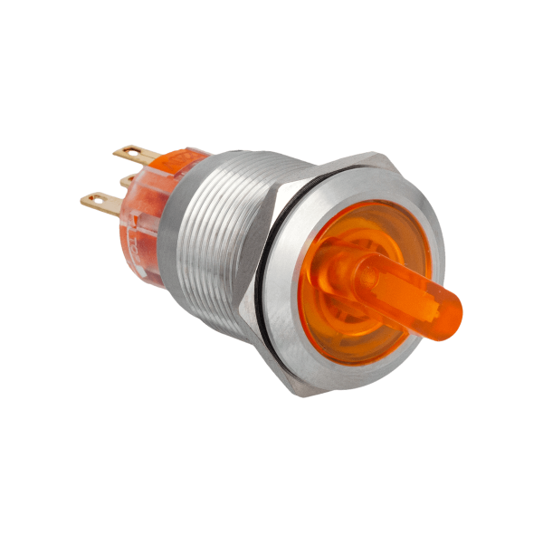 Переключатель с подсветкой, с фиксацией, 220V AC/DC, желтый, 2 положения, 1NO+1NC, IP67, нержавеющая сталь MT67-BD211Y220